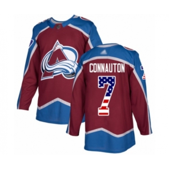Youth Colorado Avalanche #7 Kevin Connauton Authentic Burgundy Red USA Flag Fashion Hockey Jersey - Ujersey