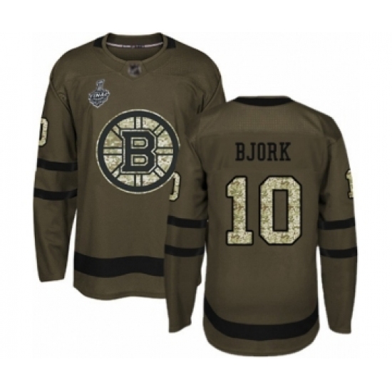 Youth Boston Bruins #10 Anders Bjork Authentic Green Salute to Service 2019 Stanley Cup Final Bound Hockey Jersey - Ujersey