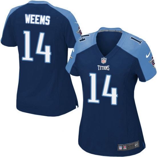 Women's Nike Tennessee Titans #14 Eric Weems Game Navy Blue Alternate NFL Jersey - Ujersey