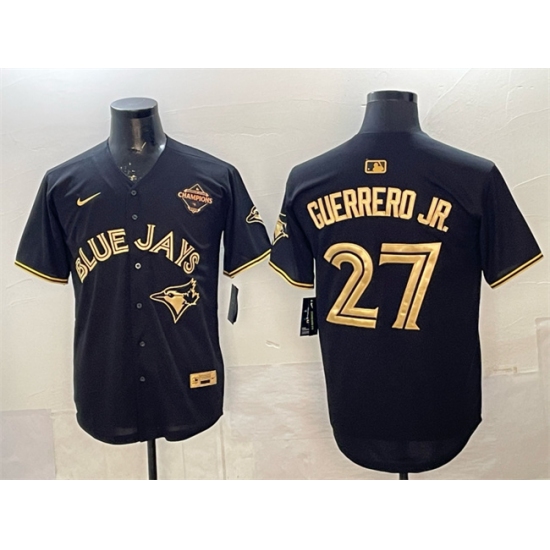 Men's Toronto Blue Jays #27 Vladimir Guerrero Jr. Black Gold 2025 American League Champions Limited Stitched Baseball Jersey - Ujersey