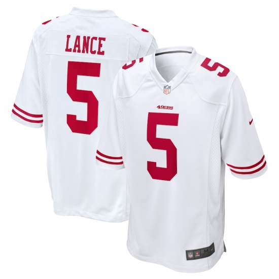 Men's San Francisco 49ers #5 Trey Lance White Nike Scarlet Player Game Jersey - Ujersey