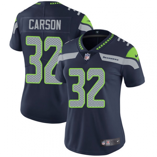 Women's Nike Seattle Seahawks #32 Chris Carson Navy Blue Team Color Vapor Untouchable Limited Player NFL Jersey - Ujersey