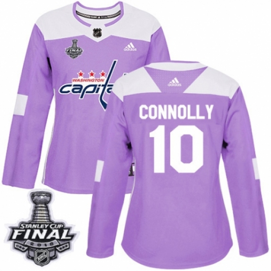 Women's Adidas Washington Capitals #10 Brett Connolly Authentic Purple Fights Cancer Practice 2018 Stanley Cup Final NHL Jersey - Ujersey