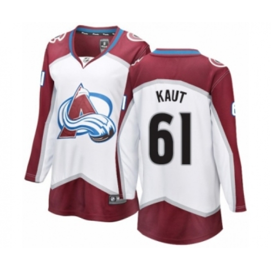 Women's Colorado Avalanche #61 Martin Kaut Authentic White Away Fanatics Branded Breakaway NHL Jersey - Ujersey