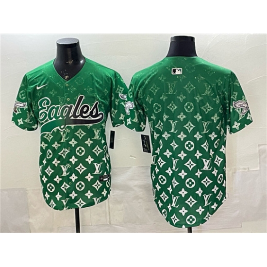 Men's Philadelphia Eagles Blank Green With Limited Stitched Baseball Jersey - Ujersey