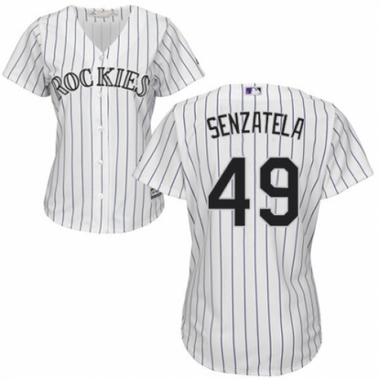 Women's Majestic Colorado Rockies #49 Antonio Senzatela Authentic White Home Cool Base MLB Jersey - Ujersey