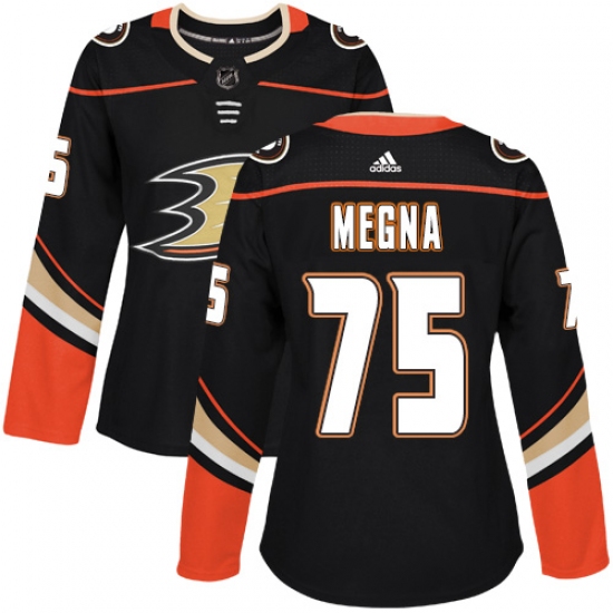 Women's Adidas Anaheim Ducks #75 Jaycob Megna Premier Black Home NHL Jersey - Ujersey