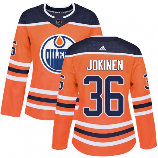 Women's Adidas Edmonton Oilers #36 Jussi Jokinen Authentic Orange Home NHL Jersey - Ujersey