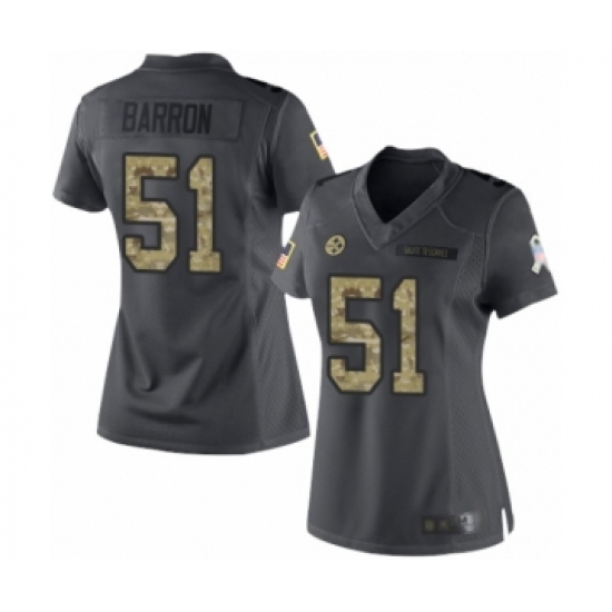 Women's Pittsburgh Steelers #51 Mark Barron Limited Black 2016 Salute to Service Football Jersey - Ujersey