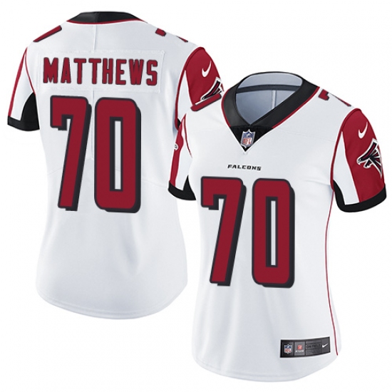 Women's Nike Atlanta Falcons #70 Jake Matthews White Vapor Untouchable Limited Player NFL Jersey - Ujersey
