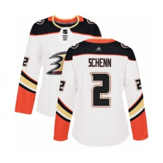 Women's Adidas Anaheim Ducks #2 Luke Schenn Authentic White Away NHL Jersey - Ujersey