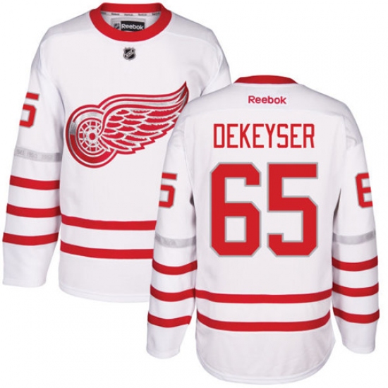 Men's Reebok Detroit Red Wings #65 Danny DeKeyser Premier White 2017 Centennial Classic NHL Jersey - Ujersey
