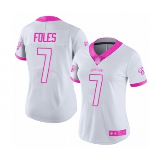 Women's Jacksonville Jaguars #7 Nick Foles Limited White Pink Rush Fashion Football Jersey - Ujersey