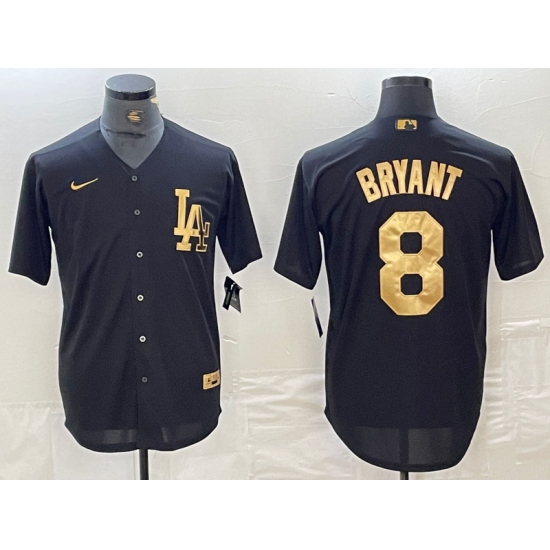 Men's Los Angeles Dodgers #8 Kobe Bryant Black Gold Cool Base Stitched Jersey - Ujersey