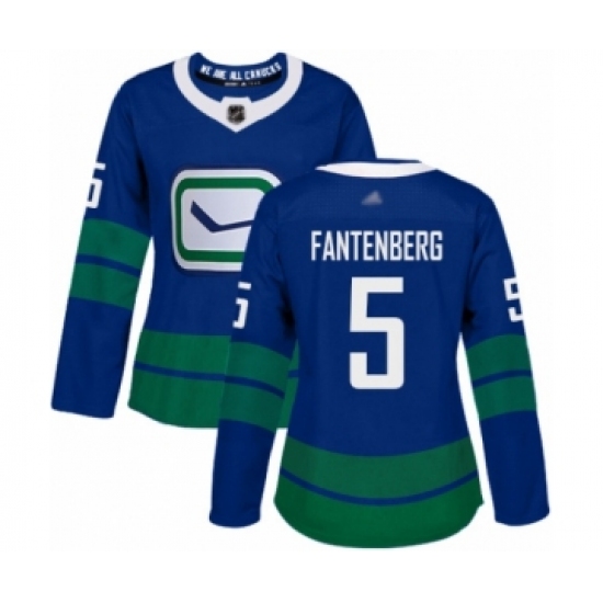 Women's Vancouver Canucks #5 Oscar Fantenberg Authentic Royal Blue Alternate Hockey Jersey - Ujersey