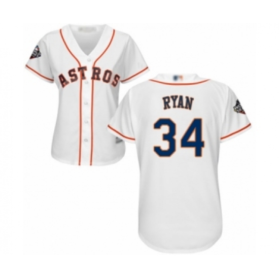 Women's Houston Astros #34 Nolan Ryan Authentic White Home Cool Base 2019 World Series Bound Baseball Jersey - Ujersey