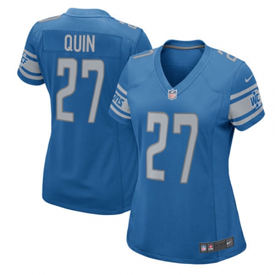 Women's Nike Detroit Lions #27 Glover Quin Game Light Blue Team Color NFL Jersey - Ujersey