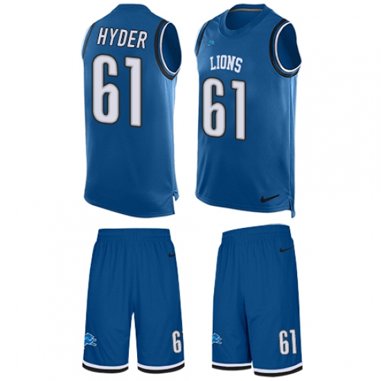 Men's Nike Detroit Lions #61 Kerry Hyder Limited Light Blue Tank Top Suit NFL Jersey - Ujersey