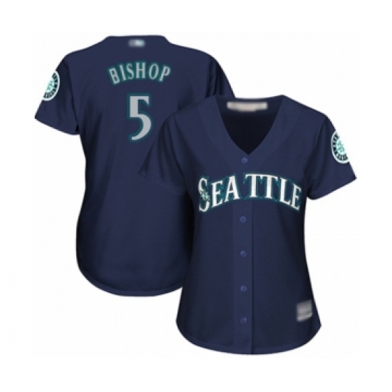 Women's Seattle Mariners #5 Braden Bishop Authentic Navy Blue Alternate 2 Cool Base Baseball Player Jersey - Ujersey