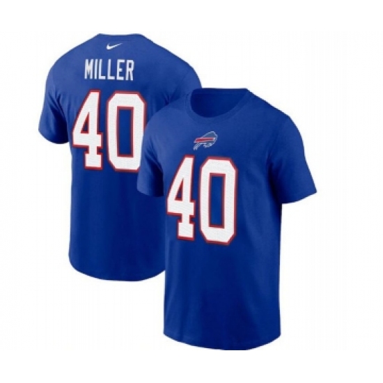 Men's Buffalo Bills #40 Von Miller 2022 Blue Name & Number T-Shirt - Ujersey NHL