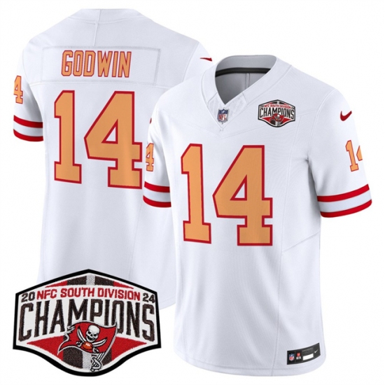 Men's Tampa Bay Buccaneers #14 Chris Godwin White F.U.S.E. 2024 NFC South Champions Limited Stitched Jersey - Ujersey