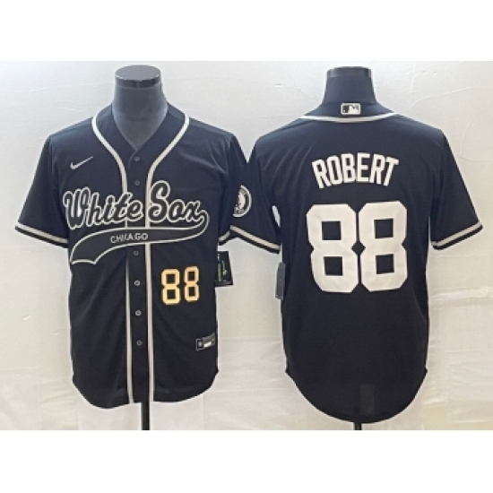 Men's Chicago White Sox #88 Luis Robert Number Black Cool Base Stitched Baseball Jersey - Ujersey
