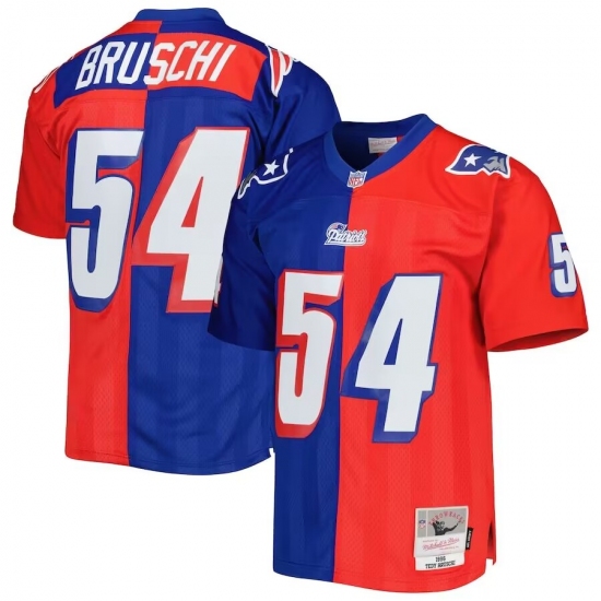 Men's Nike New England Patriots #54 Tedy Bruschi Blue Red Limited Football Stitched Jersey - Ujersey