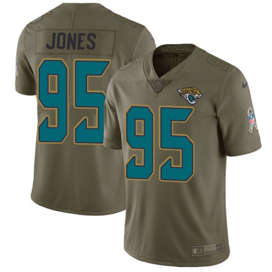 Men's Nike Jacksonville Jaguars #95 Abry Jones Limited Olive 2017 Salute to Service NFL Jersey - Ujersey