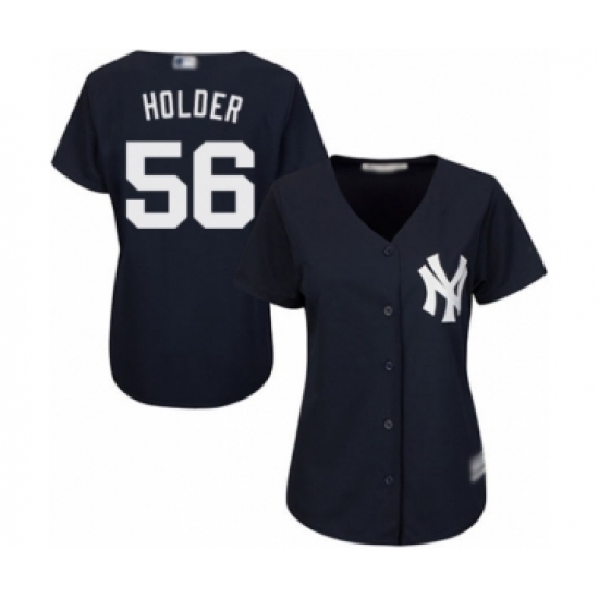 Women's New York Yankees #56 Jonathan Holder Authentic Navy Blue Alternate Baseball Player Jersey - Ujersey