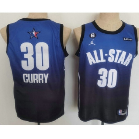 Men's Golden State Warriors 30 Stephen Curry Navy Blue 2022 All Star 6 Patch Icon Sponsor Swingman Jersey - Ujersey