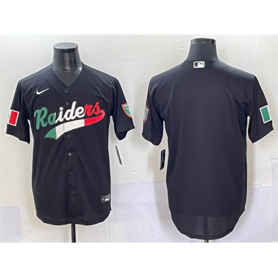Men's Las Vegas Raiders Blank Black Mexico Cool Base Stitched Baseball Jersey - Ujersey