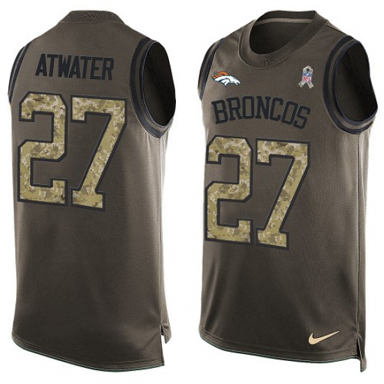 Men's Nike Denver Broncos #27 Steve Atwater Limited Green Salute to Service Tank Top NFL Jersey - Ujersey
