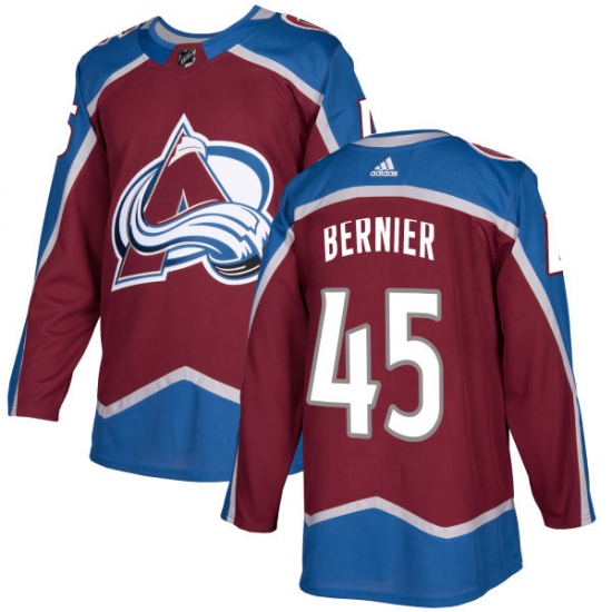 Men's Adidas Colorado Avalanche #45 Jonathan Bernier Authentic Burgundy Red Home NHL Jersey - Ujersey