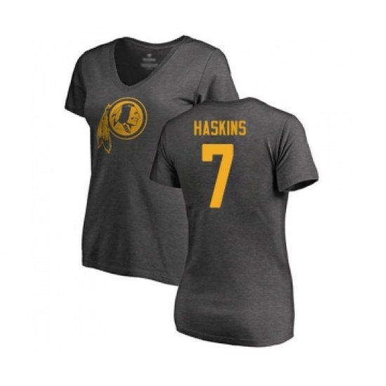 Football Women's Washington Redskins #7 Dwayne Haskins Ash One Color T-Shirt - Ujersey