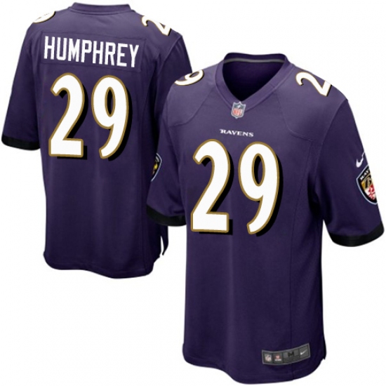 Men's Nike Baltimore Ravens #29 Marlon Humphrey Game Purple Team Color NFL Jersey - Ujersey