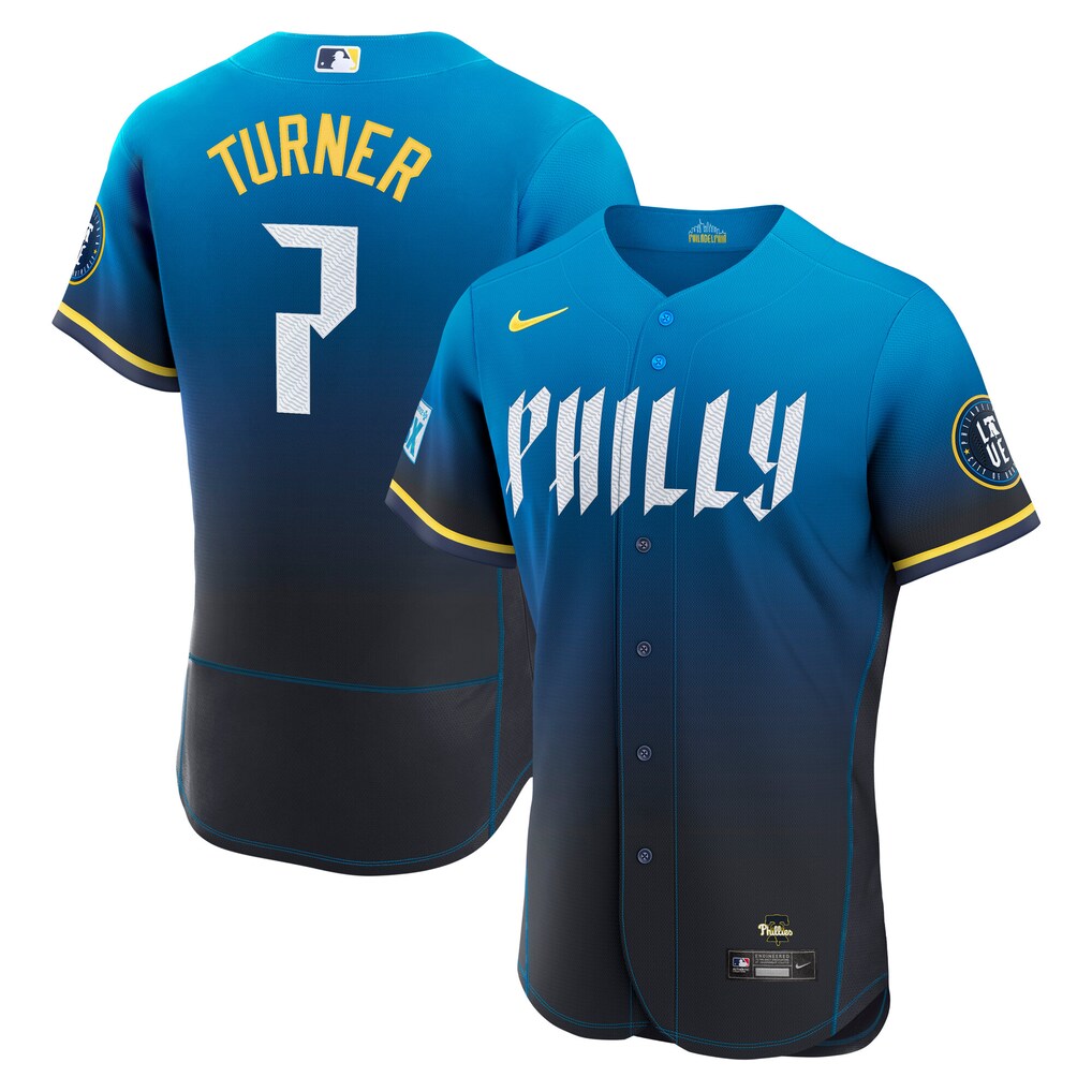 Men's Philadelphia Phillies Trea Turner Nike Navy City Connect Authentic Sponsor Patch Jersey - Ujersey
