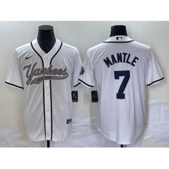 Men's New York Yankees #7 Mickey Mantle White Cool Base Stitched Baseball Jersey