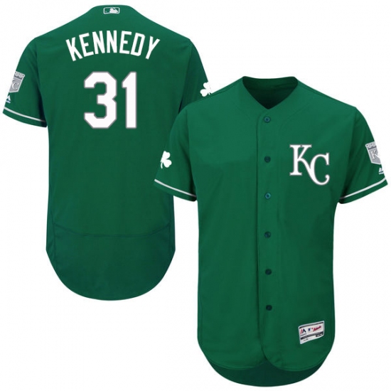 Men's Majestic Kansas City Royals #31 Ian Kennedy Green Celtic Flexbase Authentic Collection MLB Jersey - Ujersey