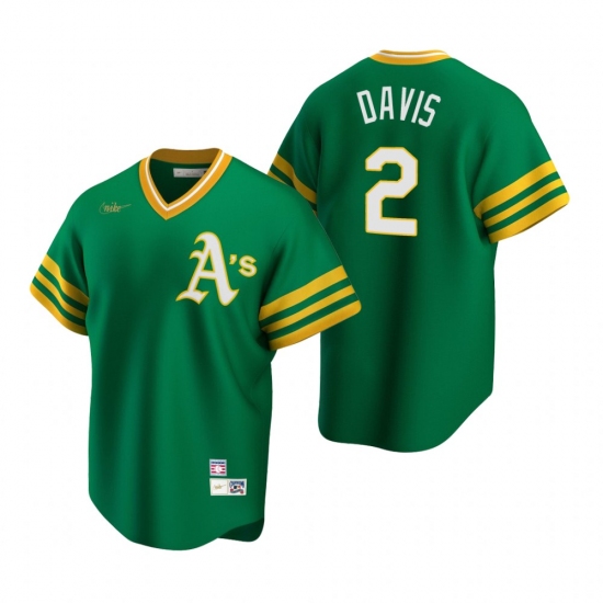 Men's Nike Oakland Athletics #2 Khris Davis Kelly Green Cooperstown Collection Road Stitched Baseball Jersey - Ujersey