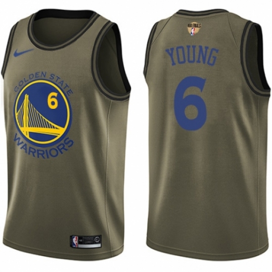 Youth Nike Golden State Warriors #6 Nick Young Swingman Green Salute to Service 2018 NBA Finals Bound NBA Jersey - Ujersey