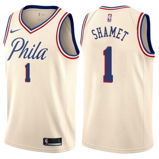 Women's Nike Philadelphia 76ers #1 Landry Shamet Swingman Cream NBA Jersey - City Edition - Ujersey