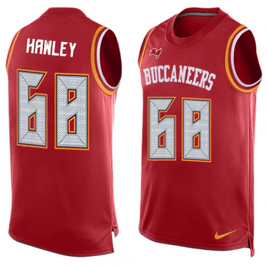 Men's Nike Tampa Bay Buccaneers #68 Joe Hawley Limited Red Player Name & Number Tank Top NFL Jersey - Ujersey