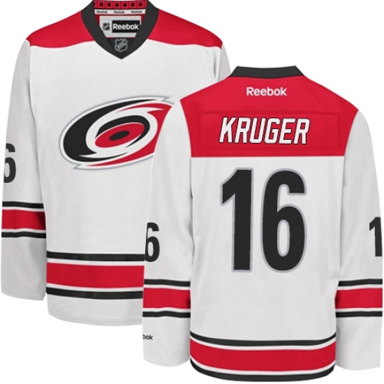 Men's Reebok Carolina Hurricanes #16 Marcus Kruger Authentic White Away NHL Jersey - Ujersey