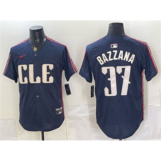 Men's Cleveland Guardians #37 Travis Bazzana Navy 2024 City Connect Limited Stitched Baseball Jersey - Ujersey