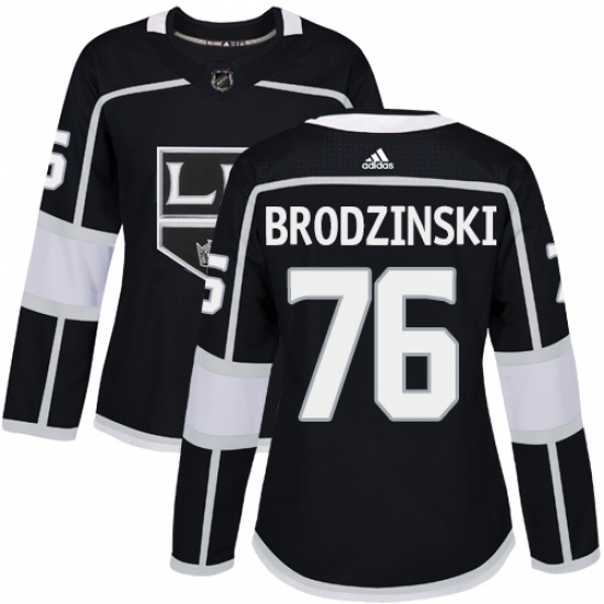 Women's Adidas Los Angeles Kings #76 Jonny Brodzinski Authentic Black Home NHL Jersey - Ujersey