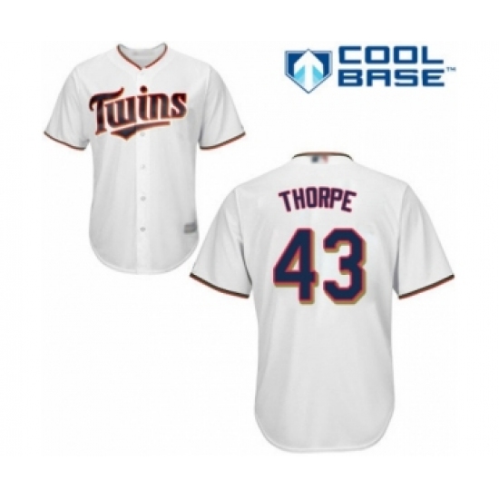 Youth Minnesota Twins #43 Lewis Thorpe Authentic White Home Cool Base Baseball Player Jersey