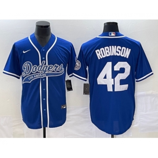 Men's Los Angeles Dodgers #42 Jackie Robinson Blue Cool Base Stitched Baseball Jersey - ujerseystore