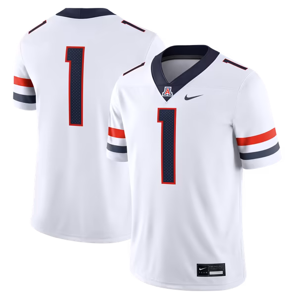 Men's Nike #1 White Arizona Wildcats Road Game Football Jersey - Ujersey
