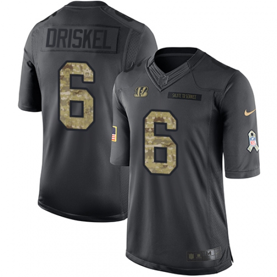 Youth Nike Cincinnati Bengals #6 Jeff Driskel Limited Black 2016 Salute to Service NFL Jersey - Ujersey