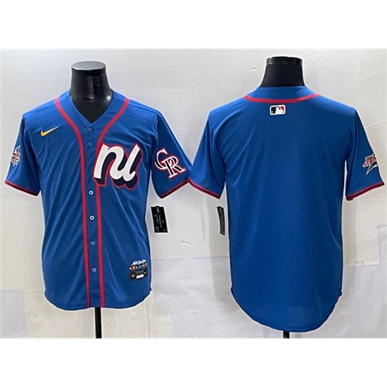 Men's National League Colorado Rockies Blank Blue 2025 All-Star Edition Limited Stitched Baseball Jersey - Ujersey
